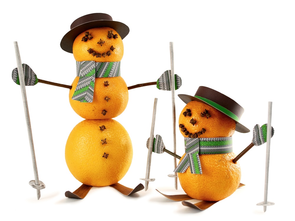 снеговики из мандаринов